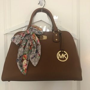 Michael Kors Large Saffiano Satchel in Acorn